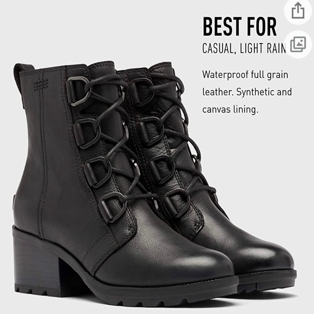SOREL cate lace boots. Waterproof leather. NWT.